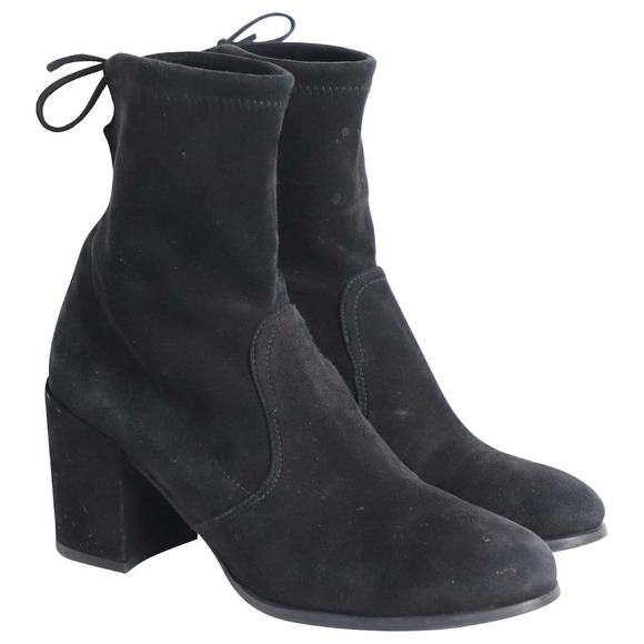 Stuart Weitzman Boots Shorty Suede Ankle Women's Size 9 Black - Picture 1 of 11